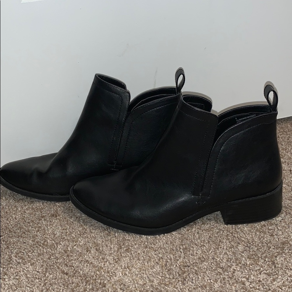 Black leather booties